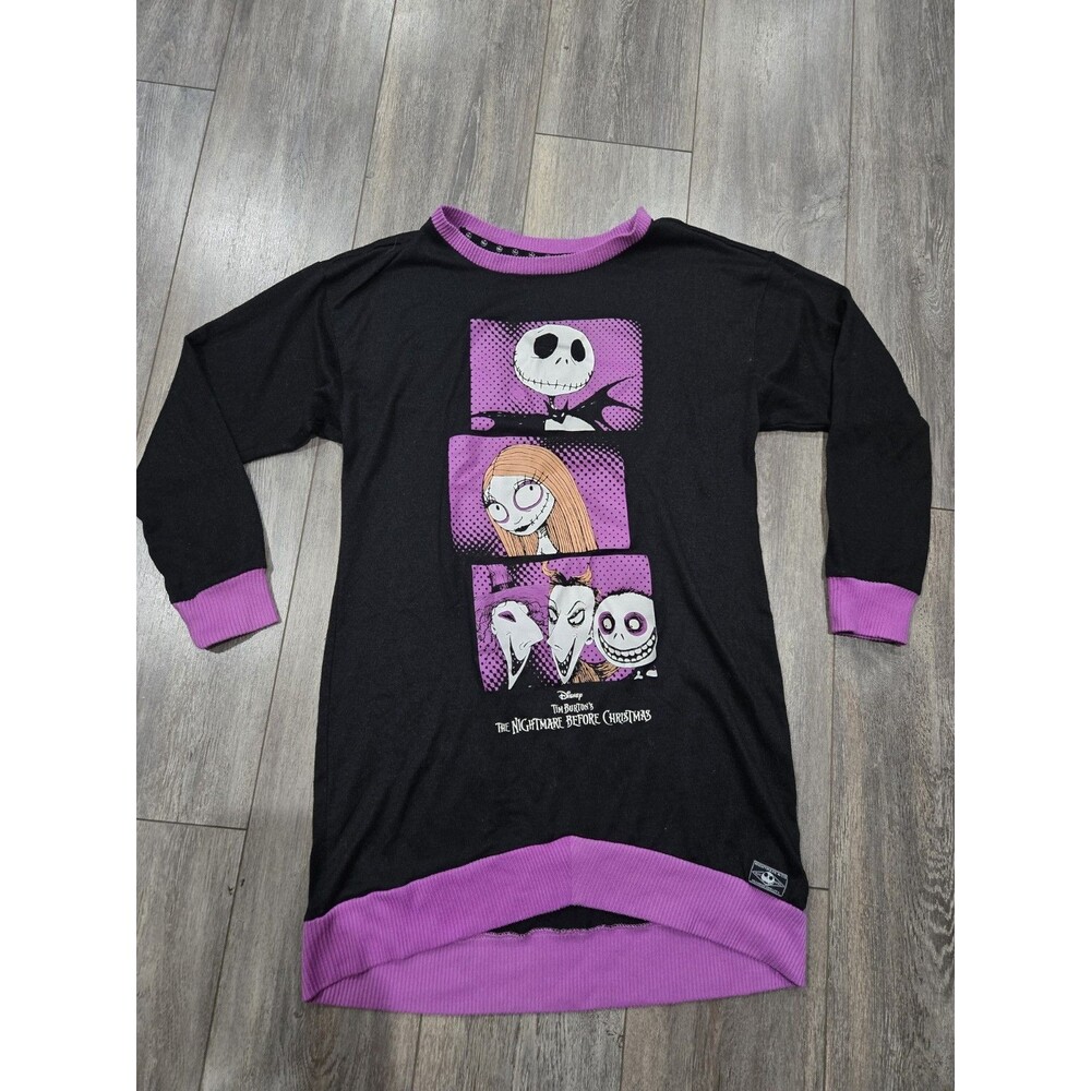 Disney Nightmare Before Christmas Womens L Sleep Shirt Jack Sally Black Purple